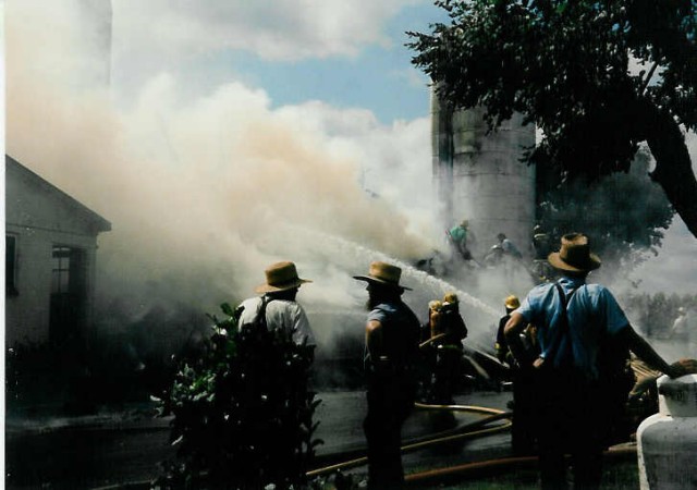 The barn fire at the Leon Lapp farm on Cains Road... 8/29/92